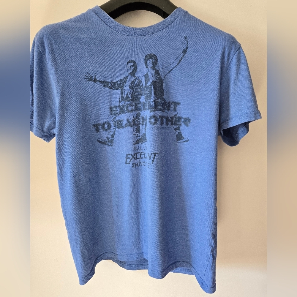 BILL and Ted's Excellent Adventure Vintage Blue Graphic T-Shirt. Size Med